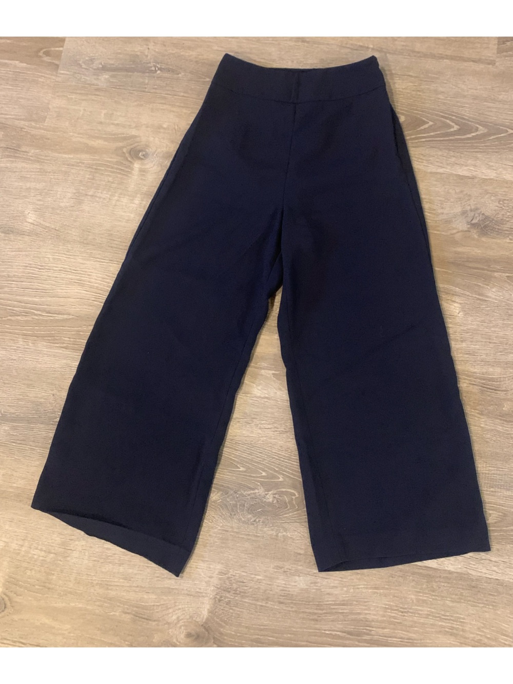 Express Wide-Leg Cropped Culottes High Rise Navy Trousers